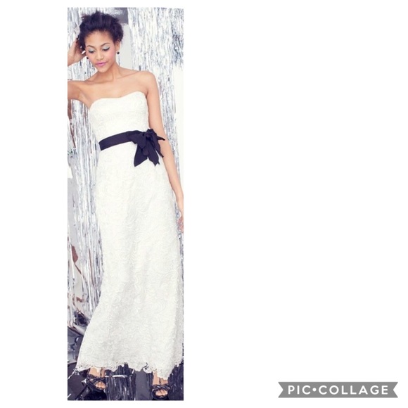 Adrianna-Papell lace strapless long white Gown - Picture 2 of 4